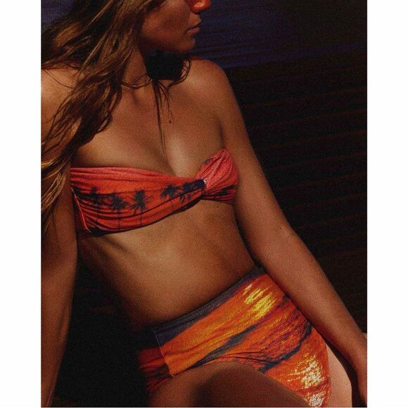 Its Now Cool Sol Set Twist Bandeau Top High Waisted Bikini Bottom Small NEW NWT - Picture 1 of 11